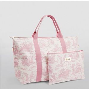 Harrods Pink Toile Foldable Overnight Bag